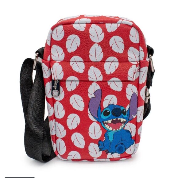 DISNEY LILO AND STITCH CROSSBODY BAG RED WHITE HAWAIIAN LEAVES KAWAII VERSATILE - Picture 1 of 9